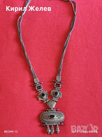 Колекционерско сребърно колие с ГРАНАТ,ОНИКС Японски стил ювелирна изработка 50804, снимка 9 - Колиета, медальони, синджири - 53015381