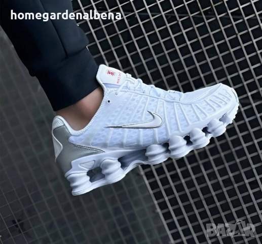 Мъжки маратонки Nike Shox TL — изцяло бели — пружинираща подметка — номера 36-46, снимка 3 - Маратонки - 54234926