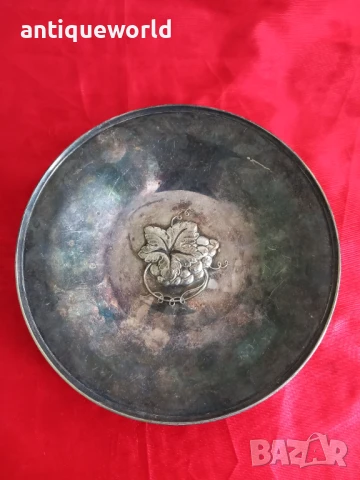 Стара Дебело ПОСРЕБРЕНА Чиния , Маркирана!