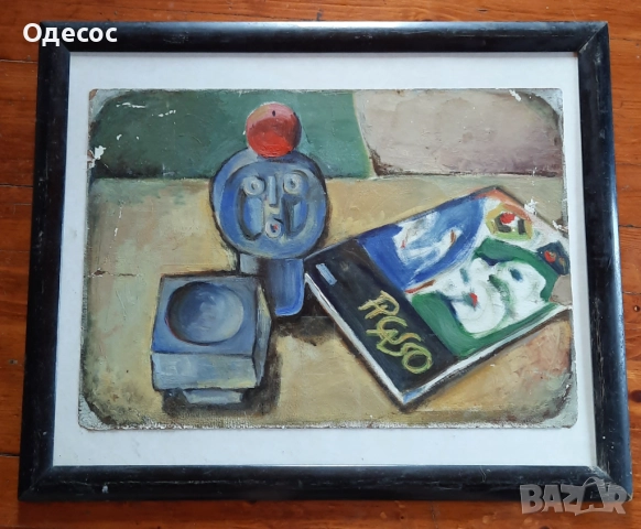 Стара  българска картина масло на картон , снимка 3 - Антикварни и старинни предмети - 51633021