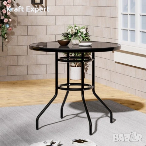 Кръгла градинска маса Capri Ø80 см с тъмно темперирано стъкло, снимка 2 - Градински мебели, декорация  - 53699306