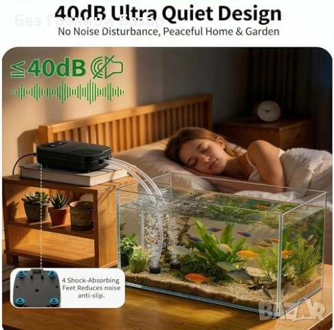 Нов Аератор за езеро и аквариум 40dB с батерия и въздушни камъни Кислородна помпа, снимка 2 - Други - 54197672