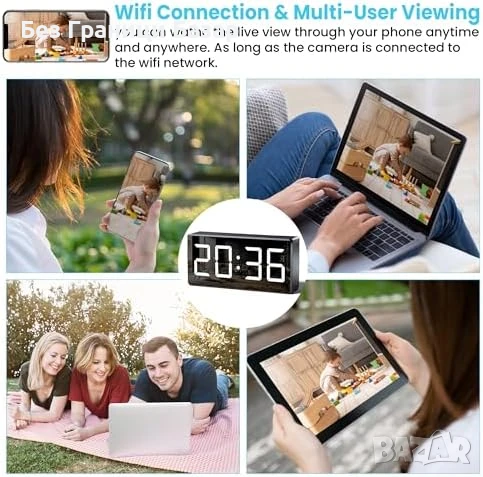 Нова 4K Скрита WiFi Камера в Часовник 170° Широк Ъгъл Нощно Виждане, снимка 5 - Други - 50636869