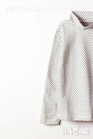 Бяла поло блуза на черни точки за момичета – размери 110-128, снимка 4 - Детски Блузи и туники - 51940977
