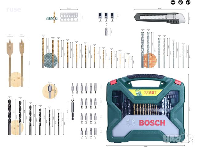 НОВ! Комплект битове и свредла BOSCH X-LINE 50части , снимка 3 - Други инструменти - 45552436