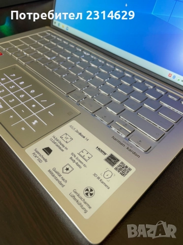 14 IPS Asus ZenBook UM433 Ryzen 7 3700U Radeon Vega 10 8GB RAM 1TB SSD, снимка 2 - Лаптопи за работа - 52694315