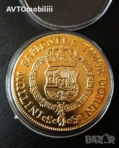 Позлатена голяма средновековна испанска монета, снимка 2 - Нумизматика и бонистика - 52858320