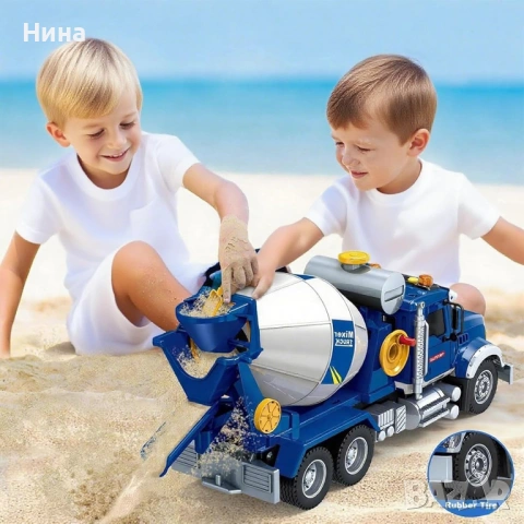 Бетоновоз със звук и светлина - инерционен, снимка 5 - Коли, камиони, мотори, писти - 53585558