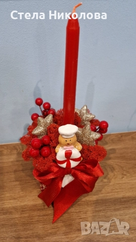 Ръчно изработени Коледни свещници и декорации със скандинавски мъх, снимка 14 - Декорация за дома - 52639912