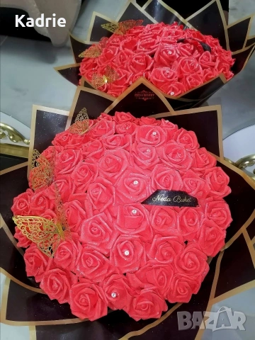 вечен букет от 50 рози , снимка 2 - Декорация за дома - 53690729