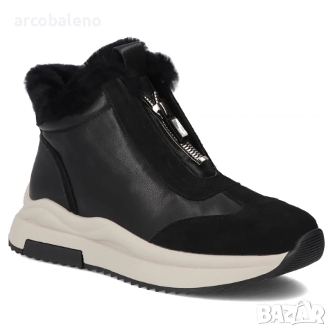 Дамски черни боти на платформа от естествена кожа с кожена облицовка Dorie , снимка 7 - Дамски боти - 52597501