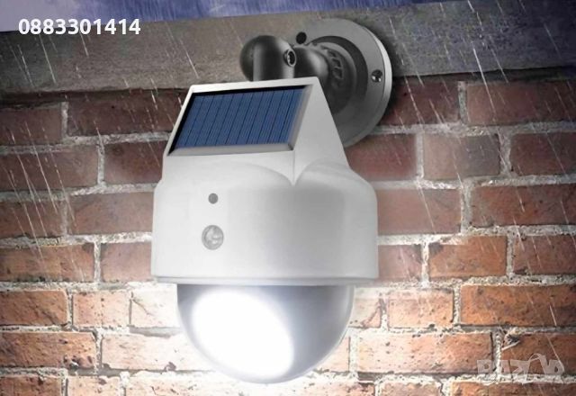 Соларна лампа със сензор за движение и дистанционно управление тип камера Бутафорна камера, снимка 4 - Лампи за стена - 46407024