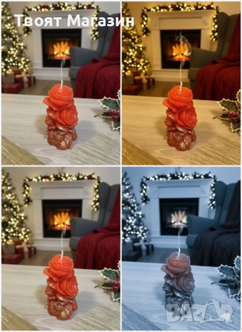 Свежа свещ във формата на роза в розов и червен Цвят, снимка 3 - Подаръци за рожден ден - 52681113