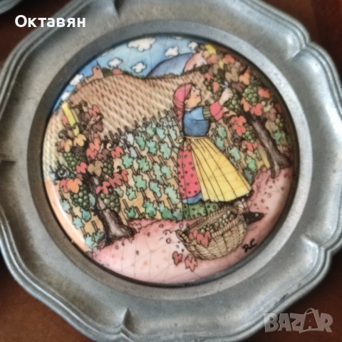 Калаени  чинийки за стена ,подложки за чаши, снимка 8 - Антикварни и старинни предмети - 53175569