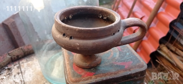 100 годишно рибарско глинено кандило, снимка 2 - Антикварни и старинни предмети - 52351443