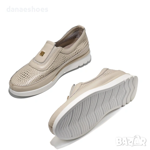 Дамски спортни обувки без връзки от естествена кожа с перфорация , снимка 3 - Дамски ежедневни обувки - 54027273
