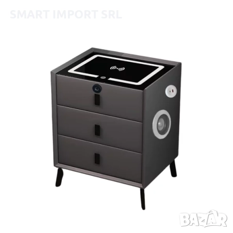 Интелигентно нощно шкафче Smart Heater, USB и Type-C порт, Bluetooth, сив