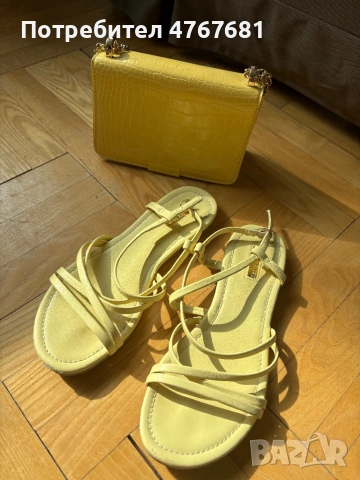 Жълт Сет от сандали и чантичка, снимка 2 - Чанти - 53922840