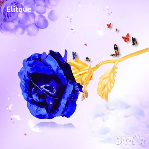 Прекрасна изкуствена роза с 24-каратово златно покритие и стойка "Сърце"., снимка 16 - Подаръци за жени - 52606680