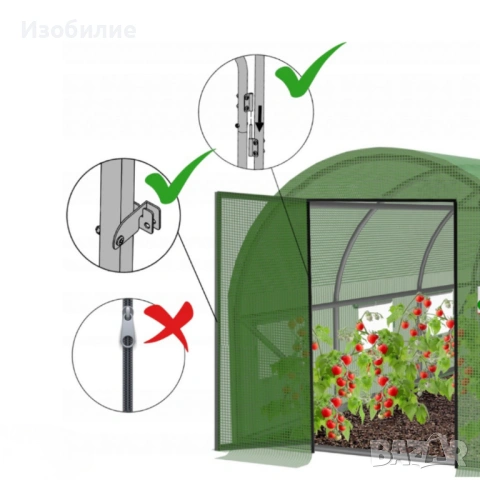 Голяма оранжерия с иновативна врата с панти - комфорт и издръжливост, снимка 11 - Оранжерии - 53657092