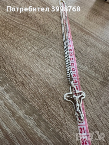 Сребърен ланец с кръст, снимка 2 - Колиета, медальони, синджири - 53924411