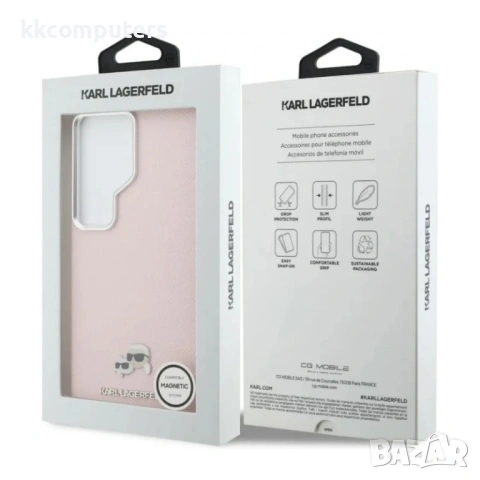 Оригинален кейс Karl Lagerfeld Saffiano KC Metal Logo MagSafe, За Samsung Galaxy S26 Ultra, Розов и , снимка 5 - Калъфи, кейсове - 54267662