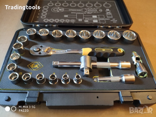 CK TOOLS 3/8 Sure Drive 23части вложки камъни комплект кутия, снимка 4 - Гедорета - 52864198