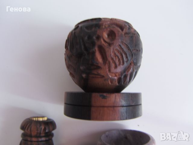 Автентична лула за пушене от дърво и камък на Yao Hill Tribe, снимка 5 - Антикварни и старинни предмети - 45478723