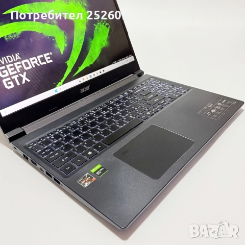 Acer Apsire 7/15,6” IPS/Ryzen 7 5700U/NVIDIA RTX 1650/16GB/512GB, снимка 4 - Лаптопи за игри - 52846462