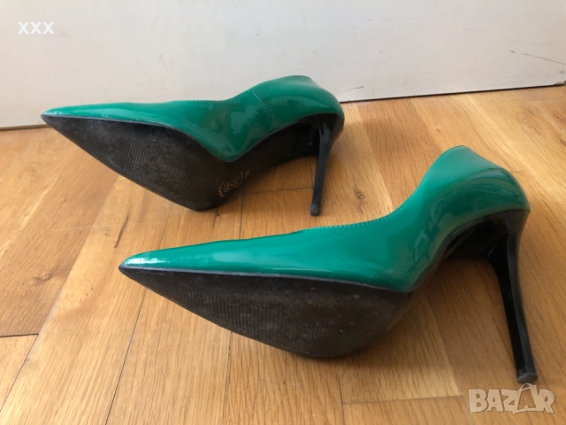 Зелени лачени обувки, снимка 4 - Дамски обувки на ток - 51869077