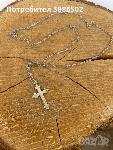 Сребърен синджир със кръст, снимка 2 - Колиета, медальони, синджири - 51574064