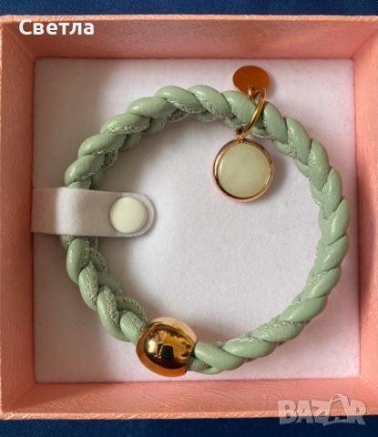 Гривна-за празника-Swan Pearls,Сертификат,925 Ag,20см,Au покритие,Естеств.кожа