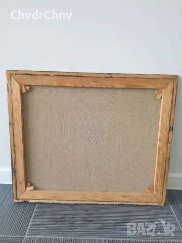 69х58см/стара картина масло върху платно/морски пейзаж/рибарски лодки/1972/дървена рамка, снимка 9 - Картини - 51218251