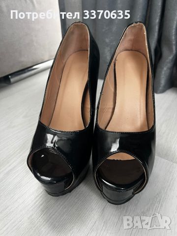 Дамски черни високи обувки на висок ток, 38 номер, снимка 9 - Дамски обувки на ток - 45567302