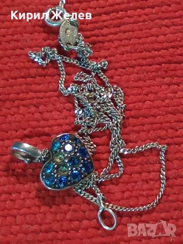 ФИНО МАРКОВО СРЕБЪРНО КОЛИЕ СРЕБРО 925 с ЕМАЙЛИРАНА СРЕБЪРНА ВИСУЛКА СЪРЧИЦЕ със СИНИ ЦИРКОНИ 38802, снимка 10 - Колиета, медальони, синджири - 49704287