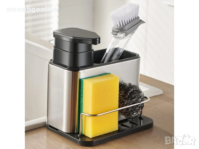 Дозатор за кухненска мивка – органайзер за течен сапун и контейнер за гъба, снимка 9 - Аксесоари за кухня - 53138772