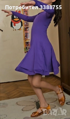 Виолетово-лилава рокля за спортни танци, снимка 4 - Детски рокли и поли - 54145404