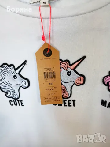 Tally Weijl нова с етикет блузка с еднорози, снимка 4 - Блузи с дълъг ръкав и пуловери - 50057436