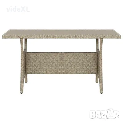 vidaXL Градинска маса, сива, 130x70x66 cм, полиратан(SKU:46143), снимка 3 - Градински мебели, декорация  - 48137354