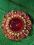 СТАРИННА СКЪПОЦЕННА ФЛОРАЛНА БРОНЗОВА БРОШКА - ЦВЕТЕ с ГОЛЯМ ШЛИФОВАН ГРАНАТ и АМЕТИСТИ 47965, снимка 13
