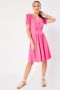 Розова или оранжева рокля с къс ръкав С-М-Л, снимка 1 - Рокли - 45469216