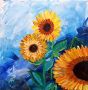 Картина "Слънчогледово щастие" - Sunflowers painting, снимка 1 - Картини - 45129592