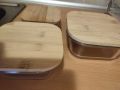 Сет от 3 броя Стъклени кутии с капак от бамбук за съхраняване на хранителни и другипродукти, снимка 3