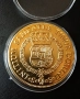 Позлатена голяма средновековна испанска монета, снимка 2
