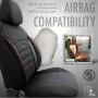 Тапицерия за кола, съвместими със странични AirBag въглавници, черно/червено, снимка 1