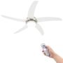 vidaXL Декоративен вентилатор за таван с осветление, 128 см, бял（SKU:50538