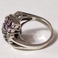 Красив италиански сребърен пръстен с Аметисти и марказити , снимка 1 - Пръстени - 45479083