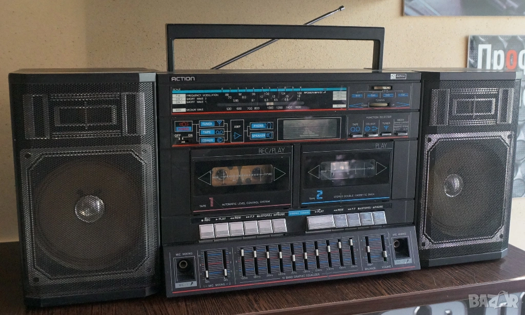 ACTION!Голям и много свирещ касетофон!Сервизиран, снимка 1