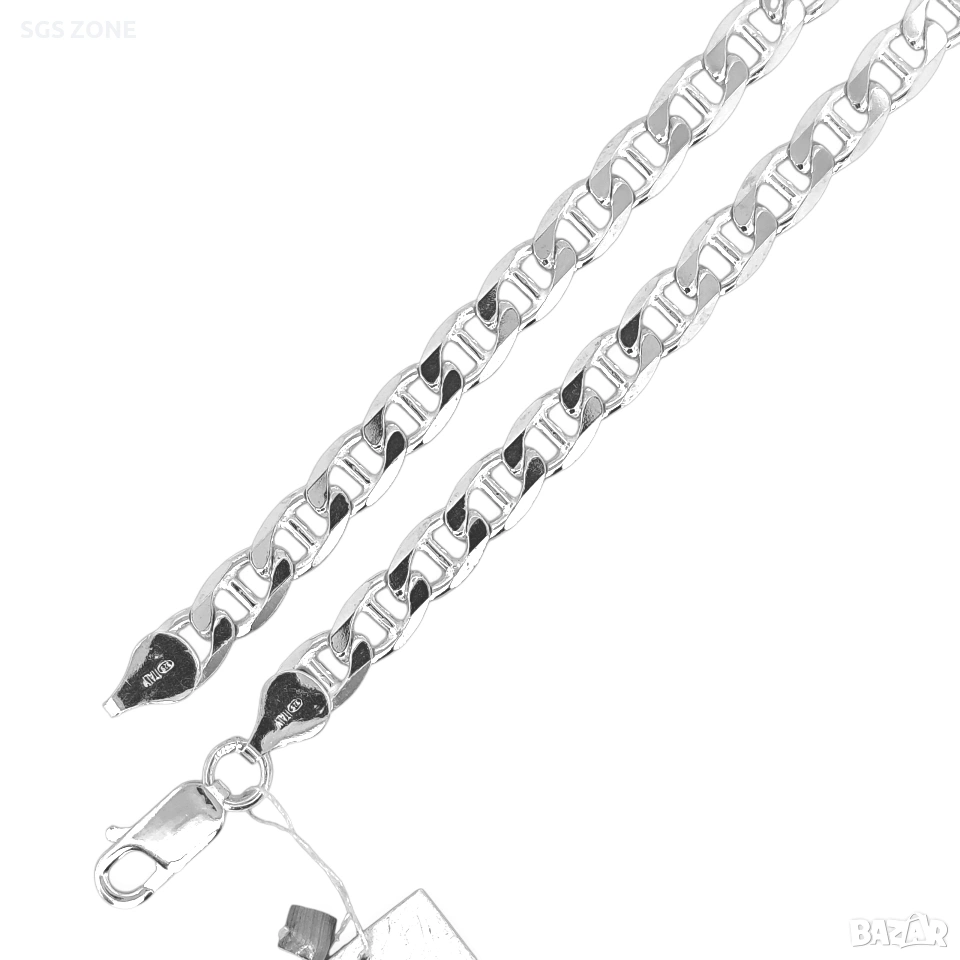 Голяма сребърна верижка от Италия с родиево покритие, снимка 1