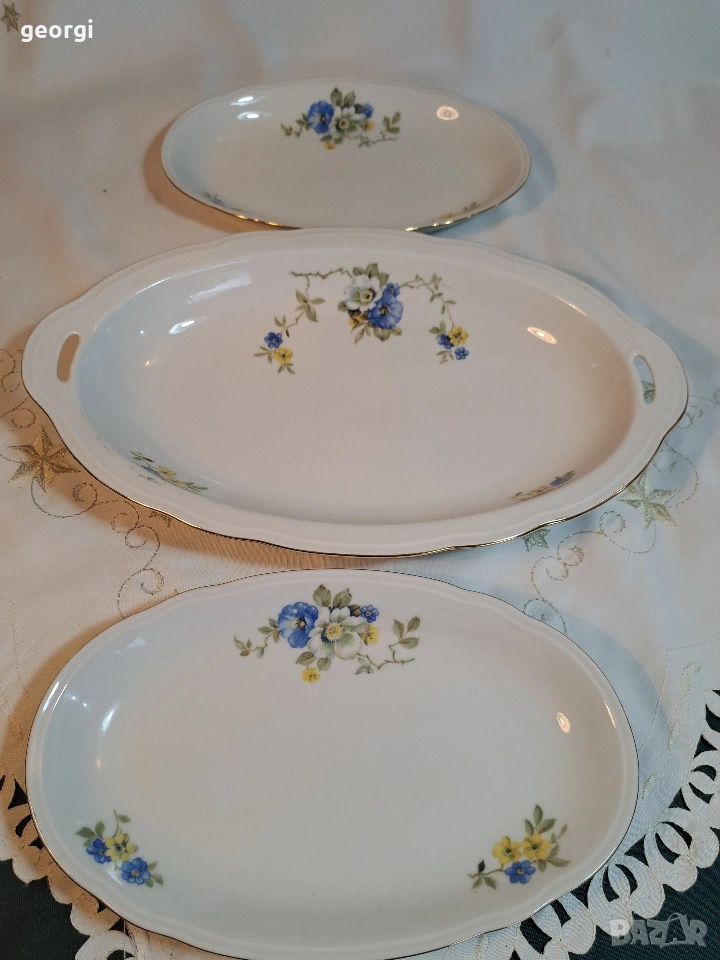 3 елипсовидни порцеланови плата 32/5, снимка 1